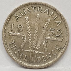 AUSTRALIA 1952 . THREEPENCE . ERROR . SOME DIE CRACKS